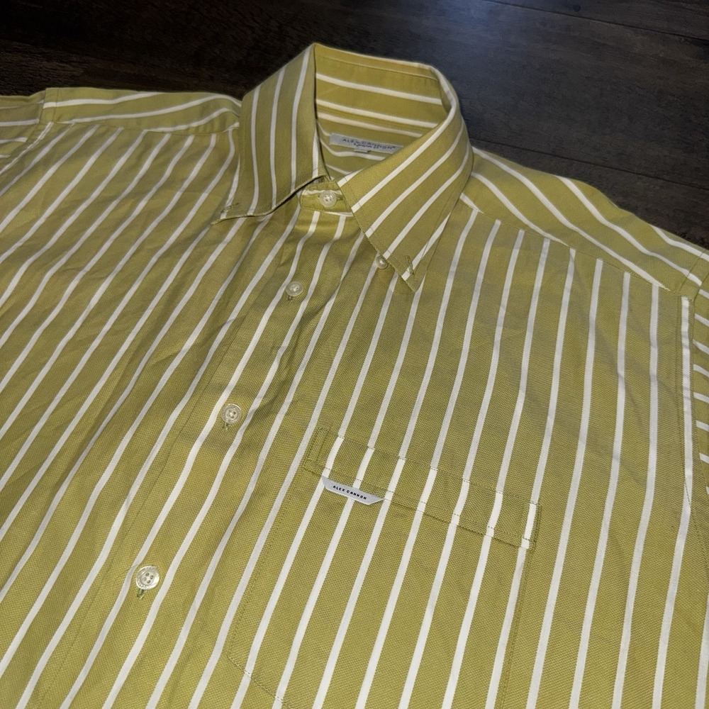 Lot Of 2 Alex Cannon Mens L Long Sleeves Button Up Striped Plaid Shirts Colorful - Picture 7 of 16